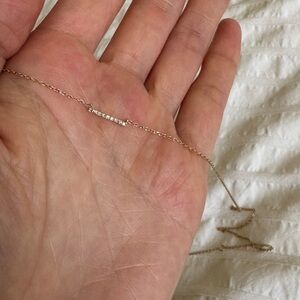 dainty diamond bar necklace 14k solid yellow gold